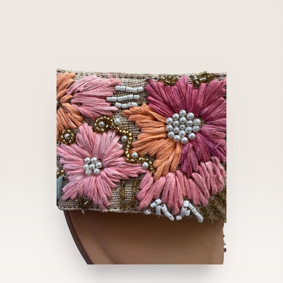 Haute Hippie Embroidered Pink Floral Slide Sandals - Picture 2 of 5